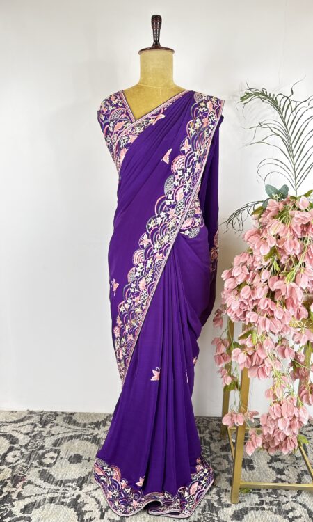 Purple colour Parsigara saree