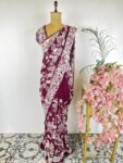 Wine colour Parsigara saree