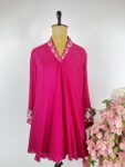 Rani pink colour bias kurta