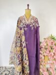 Violet colour semi stitched suit