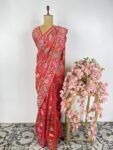 Red colour bandhani saree
