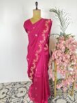 Pink colour raw mango saree
