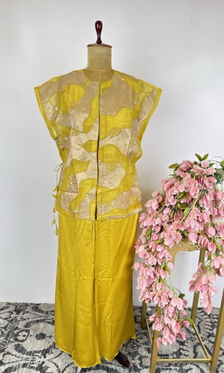 Light green colour 3 piece indo western suit