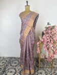 Lilac tussar silk saree