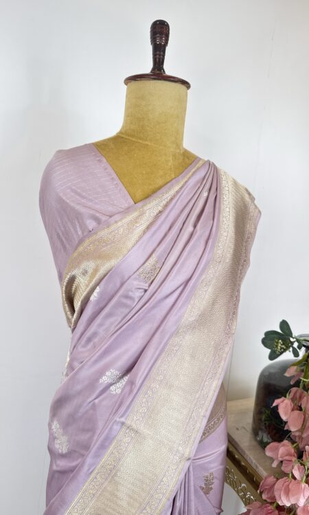 Levender colour Banarasi silk saree