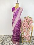Purple colour Banarasi silk saree