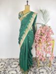 Green colour raw mango saree