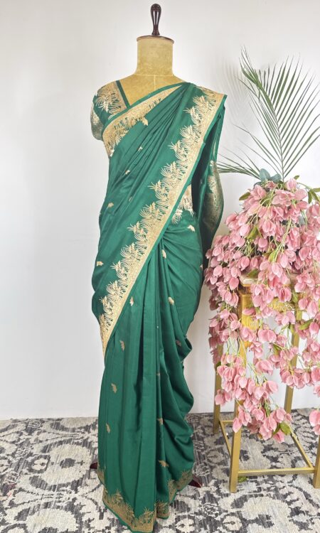 Green colour raw mango saree