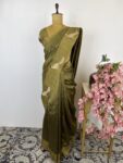 Olive green silk saree
