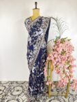 Navy blue colour Parsigara saree