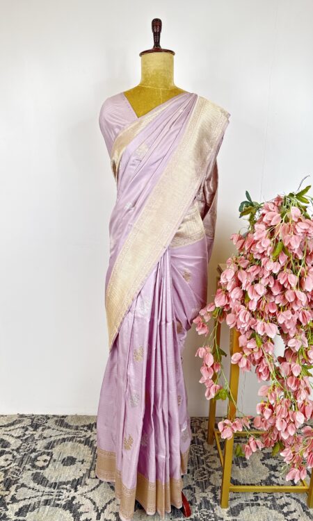 Levender colour Banarasi silk saree