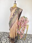 Peach and purple kanchi tissue saree