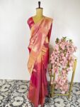 Pink and gold Kanchi tissue saree