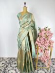 Sea green colour Kanchi tissue saree