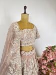 Powder pink colour tissue lehenga