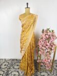 Yellow colour Banarasi silk saree