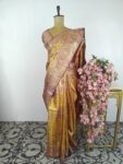 Golden yellow colour Kanchi saree