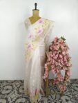 Off white colour organza saree