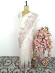 White color organza saree