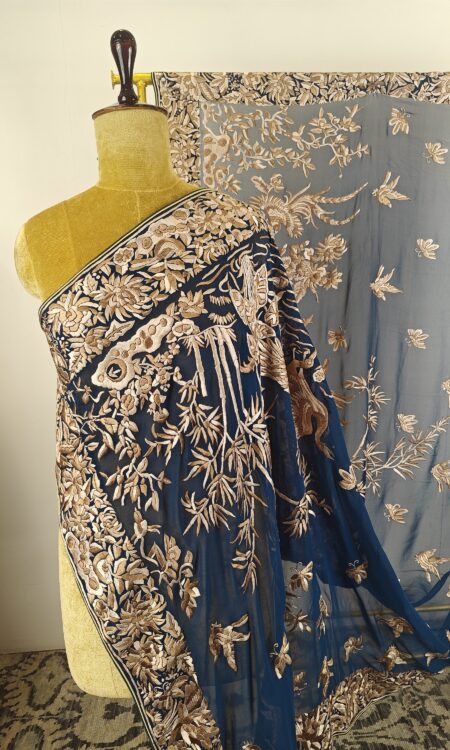 Blue parsi gara duppatta