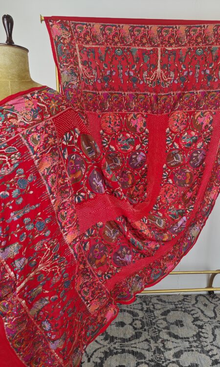 Red colour Radha krishna bandhani dupatta