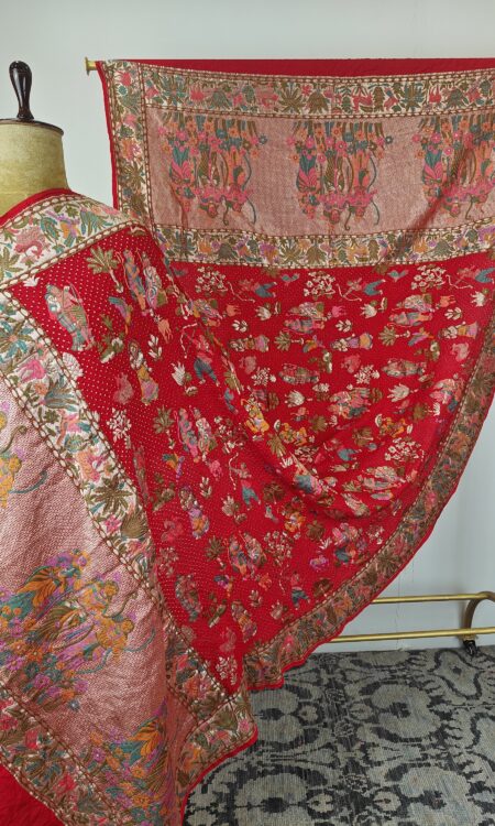 Red colour ramayan concept dupatta