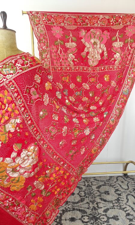 Red colour ganeshji bandhani dupatta