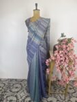 Blue Multi coloured tussar silk saree