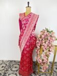 Pink and red (dual shade)banarsi silk saree