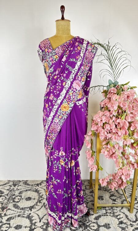 Magenta colour Parsigara saree