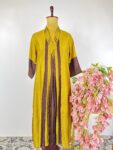 Mustard yellow striped 2D kurta