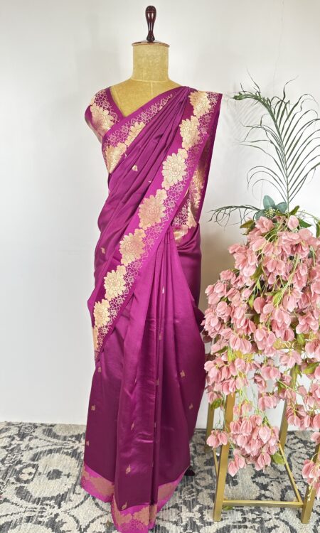 Burgundy colour raw mango saree