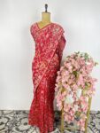 Red colour bandhani saree