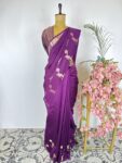 Violet colour raw mango saree