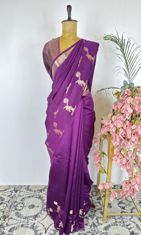 Violet colour raw mango saree
