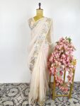 White colour organza saree