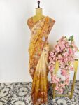 Beige to orange tissue saree
