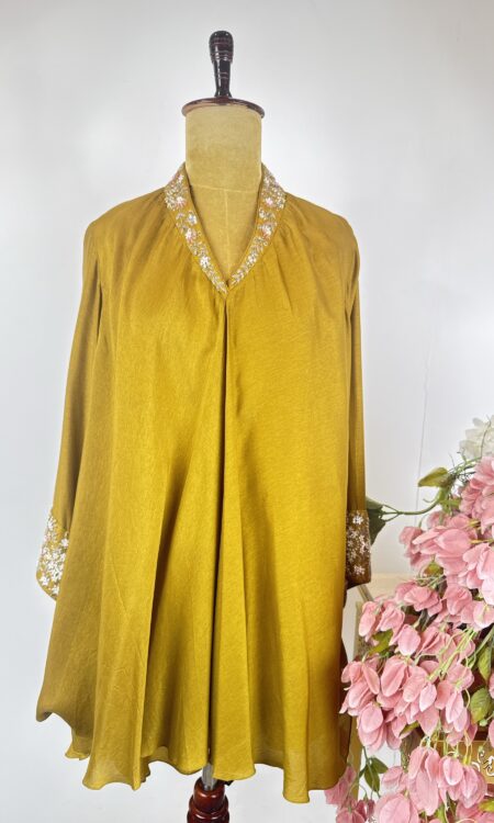 Mustard colour bias kurta