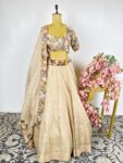 Beige colour crush tissue lehenga