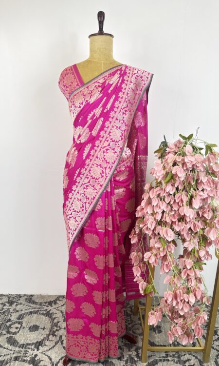 Pink colour Banarasi silk saree