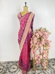 Purple to pink Bandhani saree