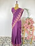 Violet colour raw mango saree