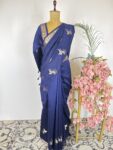 Navy blue colour raw mango saree