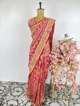 Red colour bandhani saree