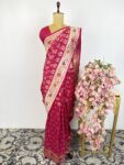 Pink colour Banarasi silk saree