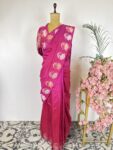 Pink colour raw mango saree