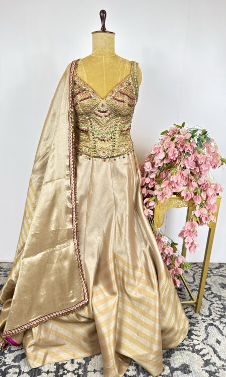 Gold lehenga with corset