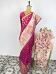 Wine and red(dual shade) banarasi silk saree