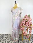 Lavender colour organza saree