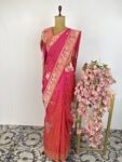 Pink and orange (dual shade)banarsi silk saree